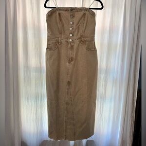 Tan Strapless Denim Dress